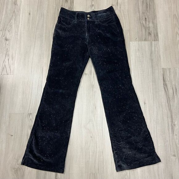 EUC vintage y2k Union Bay black corduroy pants silver glitter throughout sz 3 - Picture 1 of 15